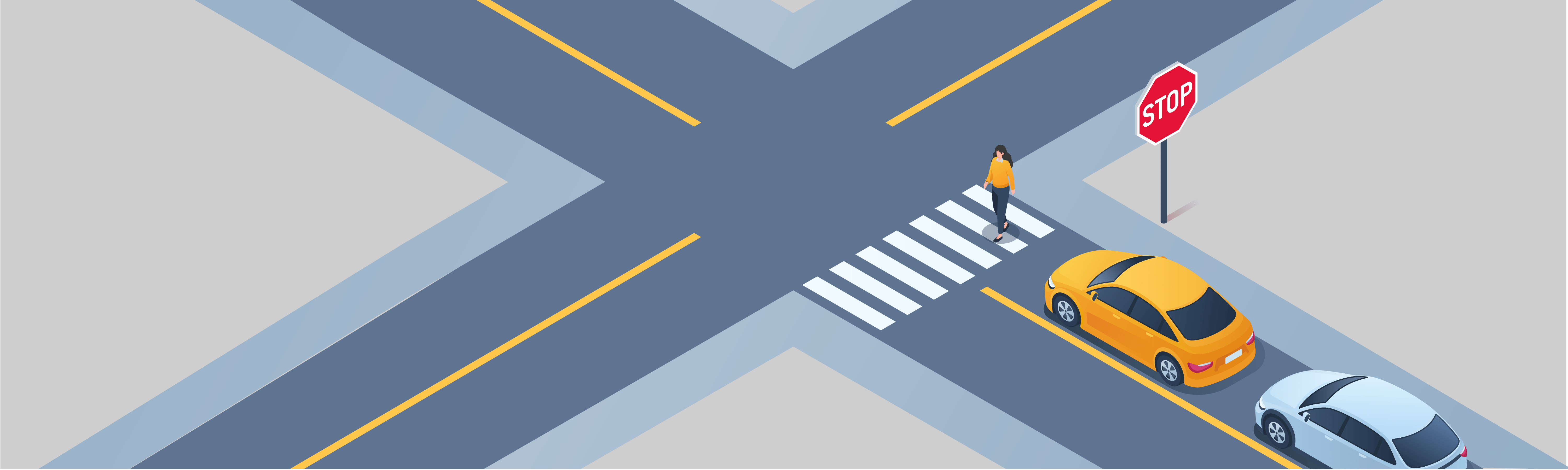 Changing positions - What should you do when approaching a stopped vehicle that is letting pedestrians cross the road at the intersection?